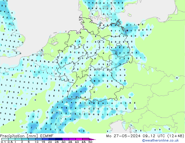 осадки ECMWF пн 27.05.2024 12 UTC