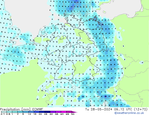 Precipitación ECMWF mar 28.05.2024 12 UTC