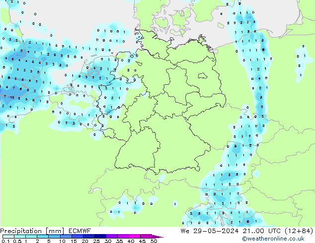 Precipitazione ECMWF mer 29.05.2024 00 UTC