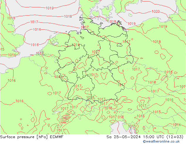 Bodendruck ECMWF Sa 25.05.2024 15 UTC