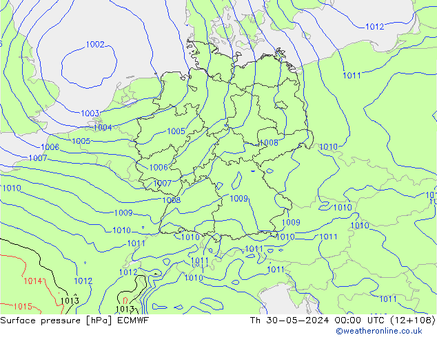 Luchtdruk (Grond) ECMWF do 30.05.2024 00 UTC