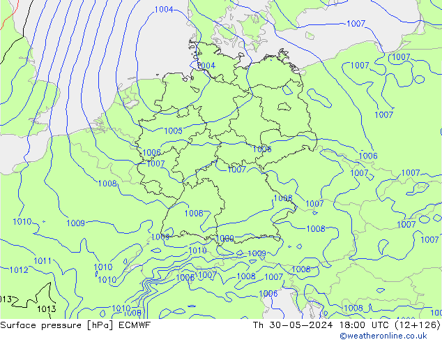 pression de l'air ECMWF jeu 30.05.2024 18 UTC