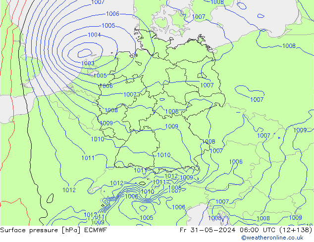 pressão do solo ECMWF Sex 31.05.2024 06 UTC