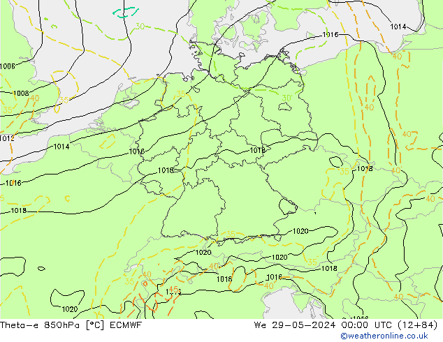 Theta-e 850гПа ECMWF ср 29.05.2024 00 UTC