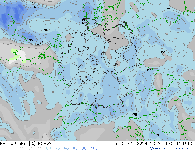 RH 700 hPa ECMWF So 25.05.2024 18 UTC