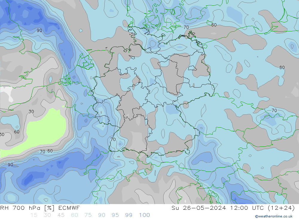 RH 700 hPa ECMWF  26.05.2024 12 UTC