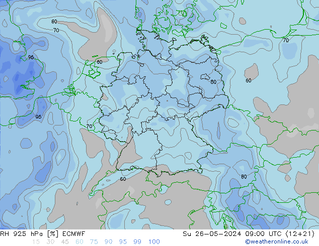 RH 925 hPa ECMWF Su 26.05.2024 09 UTC