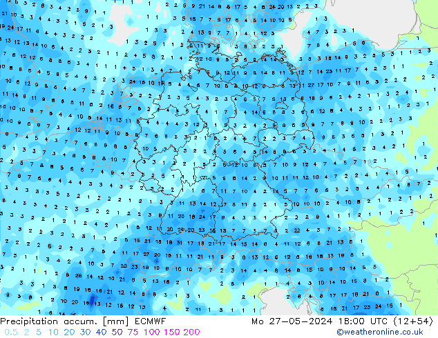 Nied. akkumuliert ECMWF Mo 27.05.2024 18 UTC
