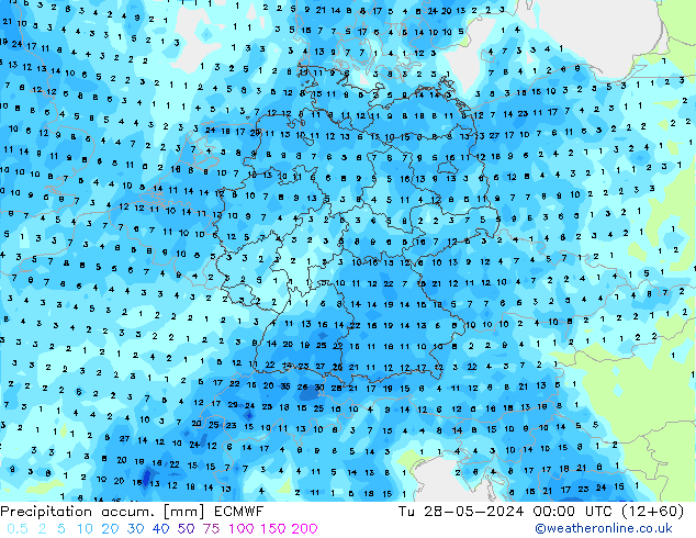 Precipitation accum. ECMWF  28.05.2024 00 UTC