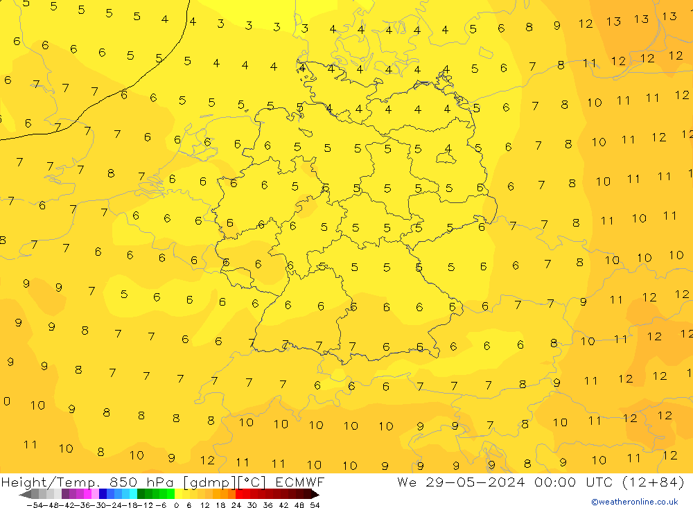 Z500/Rain (+SLP)/Z850 ECMWF ср 29.05.2024 00 UTC