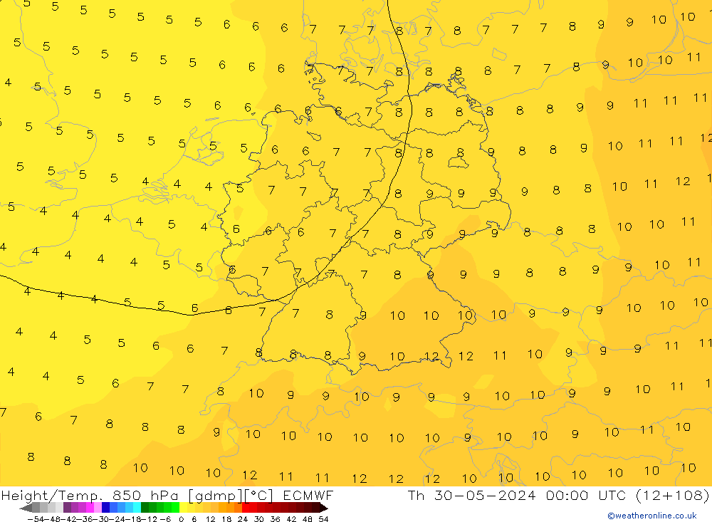 Z500/Rain (+SLP)/Z850 ECMWF Th 30.05.2024 00 UTC