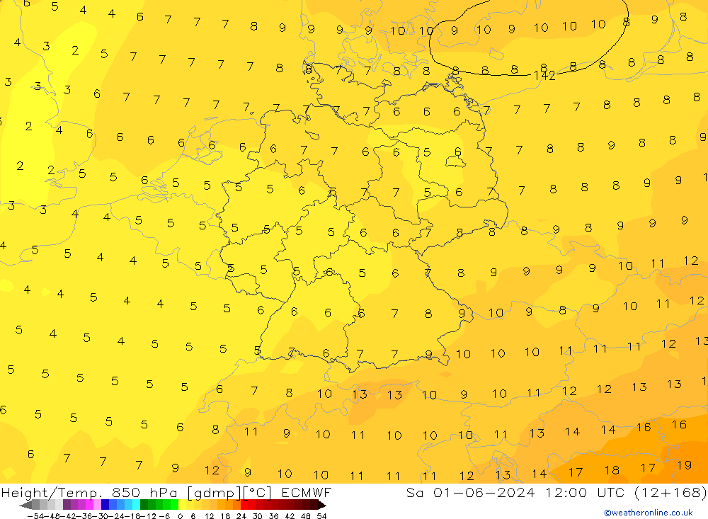 Z500/Rain (+SLP)/Z850 ECMWF sáb 01.06.2024 12 UTC