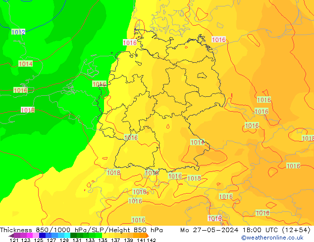 Thck 850-1000 гПа ECMWF пн 27.05.2024 18 UTC