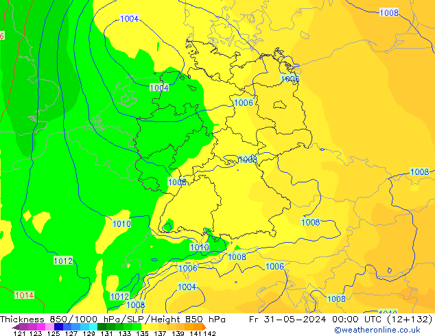 Thck 850-1000 hPa ECMWF Sex 31.05.2024 00 UTC