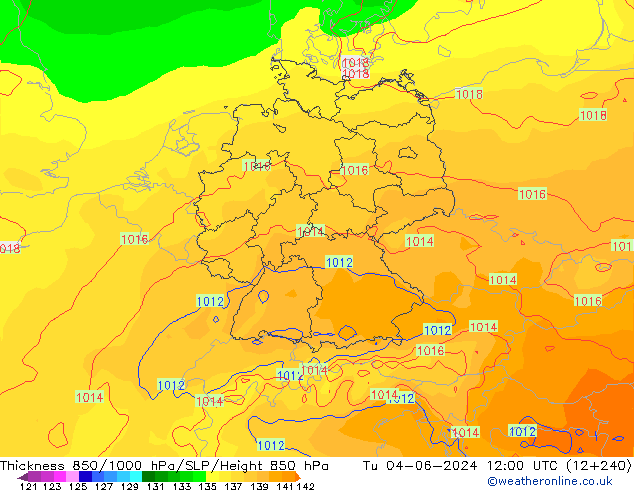 Schichtdicke 850-1000 hPa ECMWF Di 04.06.2024 12 UTC