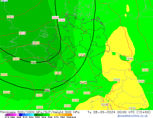 Thck 500-1000hPa ECMWF Út 28.05.2024 00 UTC