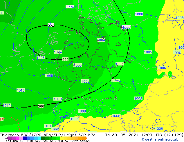 500-1000 hPa Kalınlığı ECMWF Per 30.05.2024 12 UTC