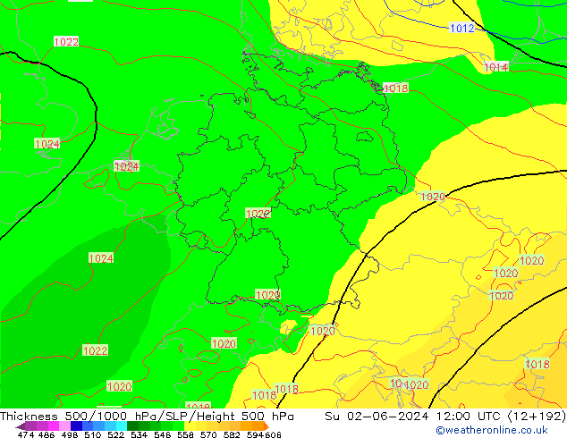 Thck 500-1000hPa ECMWF Ne 02.06.2024 12 UTC