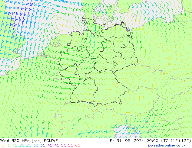 Wind 850 hPa ECMWF Pá 31.05.2024 00 UTC