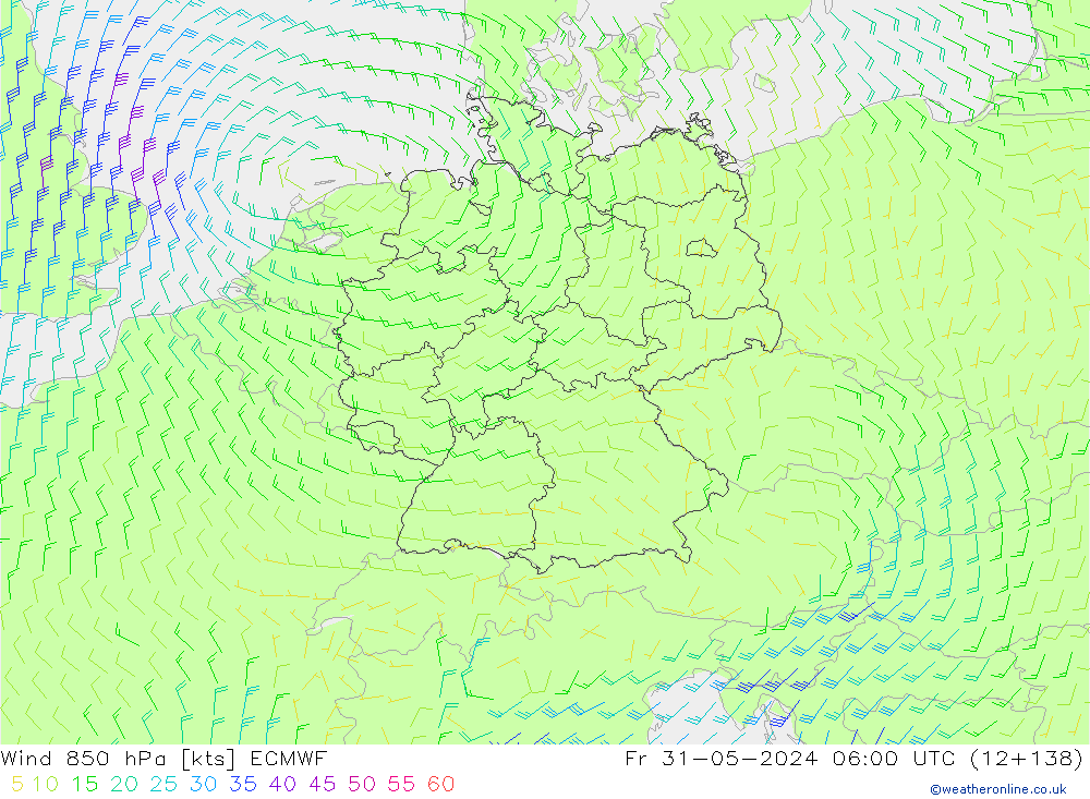 Wind 850 hPa ECMWF Fr 31.05.2024 06 UTC