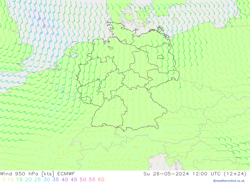 Vent 950 hPa ECMWF dim 26.05.2024 12 UTC