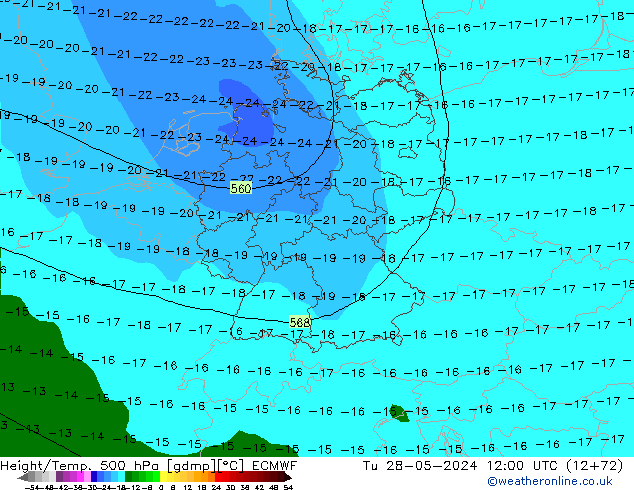 Z500/Rain (+SLP)/Z850 ECMWF mar 28.05.2024 12 UTC