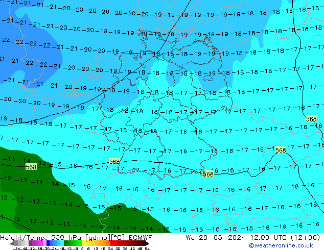 Z500/Regen(+SLP)/Z850 ECMWF wo 29.05.2024 12 UTC