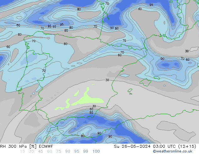 RH 300 hPa ECMWF Su 26.05.2024 03 UTC