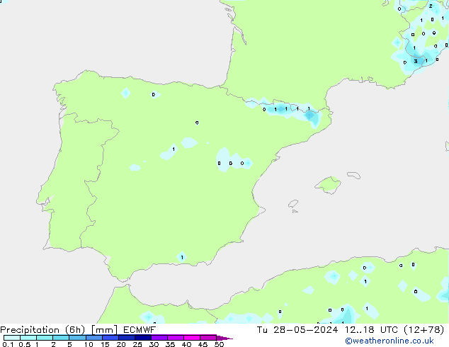 осадки (6h) ECMWF вт 28.05.2024 18 UTC