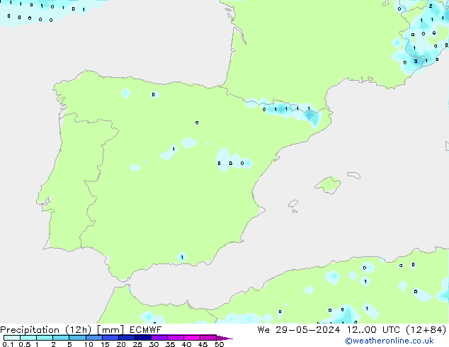 осадки (12h) ECMWF ср 29.05.2024 00 UTC