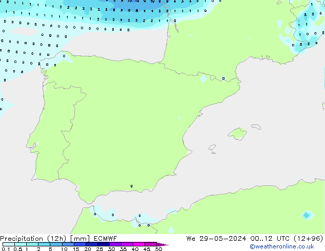 Precipitação (12h) ECMWF Qua 29.05.2024 12 UTC