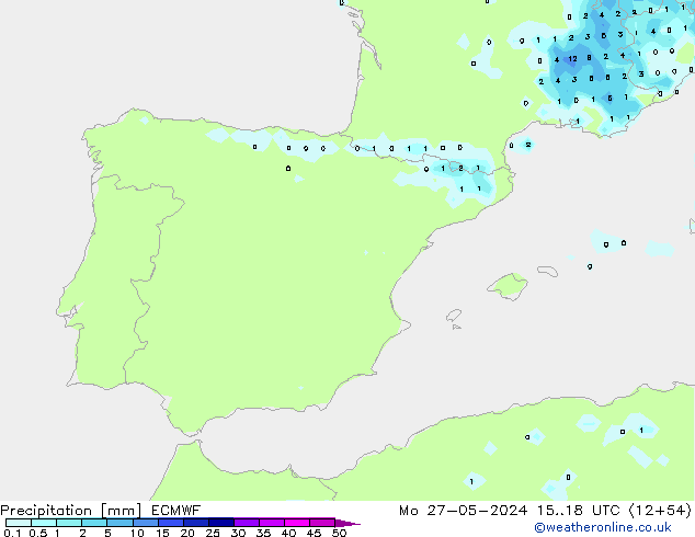 Srážky ECMWF Po 27.05.2024 18 UTC