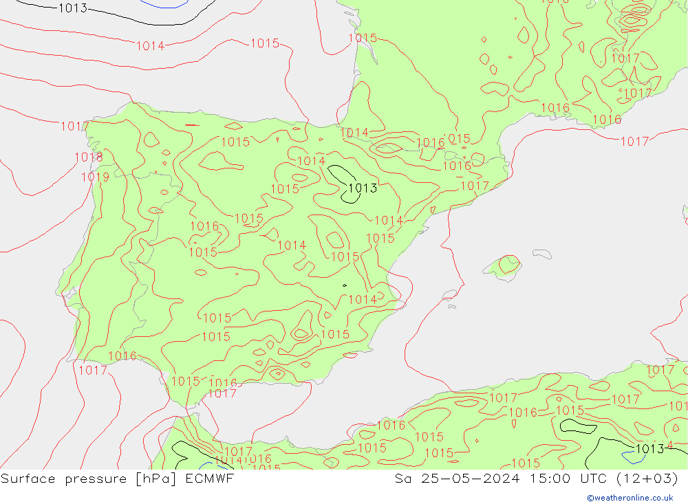 pressão do solo ECMWF Sáb 25.05.2024 15 UTC