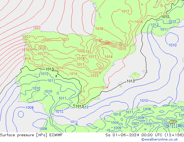 Surface pressure ECMWF Sa 01.06.2024 00 UTC