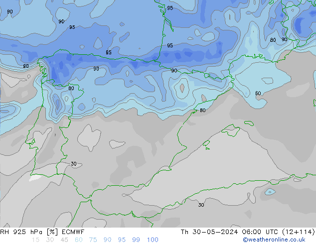 RH 925 hPa ECMWF  30.05.2024 06 UTC