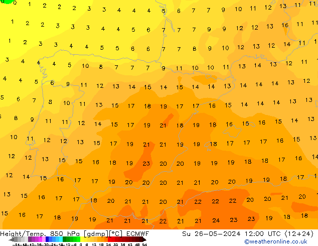 Z500/Rain (+SLP)/Z850 ECMWF Dom 26.05.2024 12 UTC