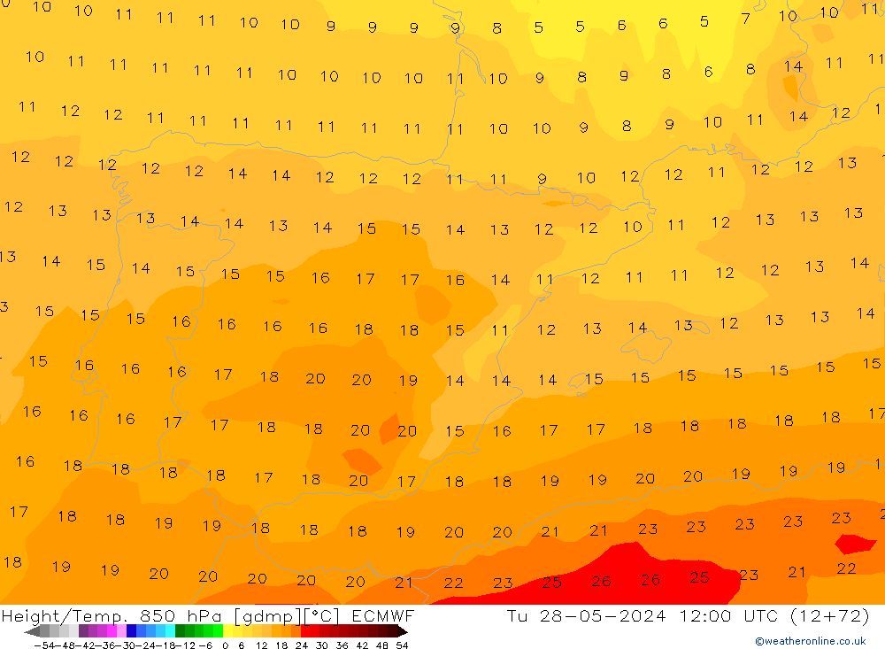 Z500/Regen(+SLP)/Z850 ECMWF di 28.05.2024 12 UTC