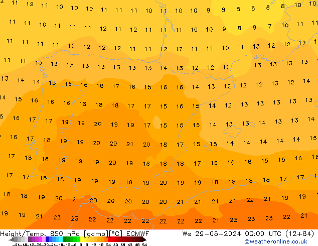 Height/Temp. 850 hPa ECMWF  29.05.2024 00 UTC