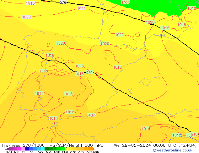 Thck 500-1000гПа ECMWF ср 29.05.2024 00 UTC