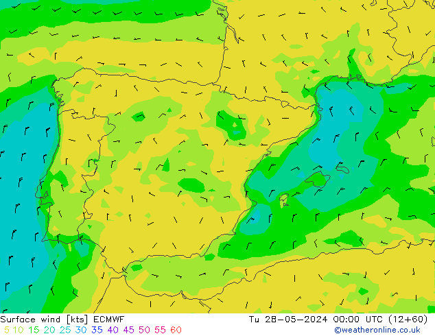 Vento 10 m ECMWF mar 28.05.2024 00 UTC