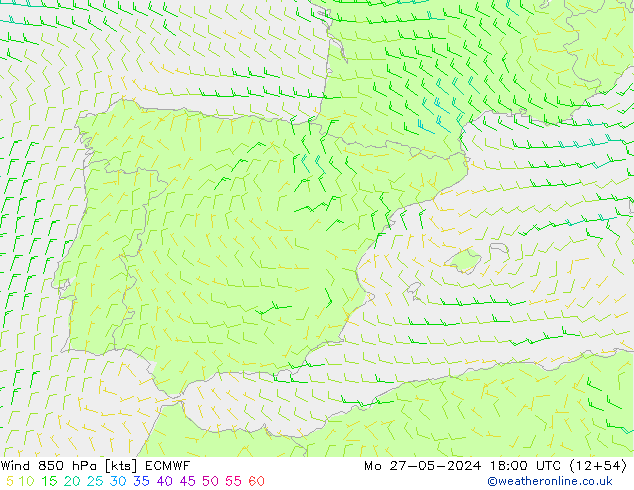 Wind 850 hPa ECMWF Mo 27.05.2024 18 UTC