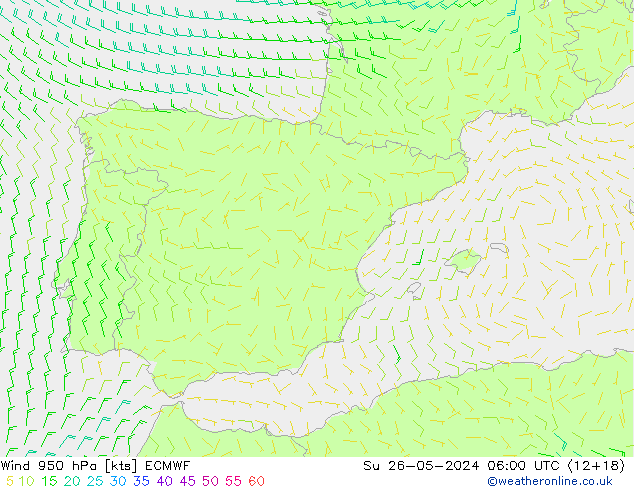 Vento 950 hPa ECMWF dom 26.05.2024 06 UTC