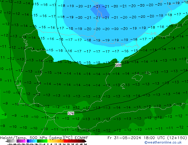 Yükseklik/Sıc. 500 hPa ECMWF Cu 31.05.2024 18 UTC