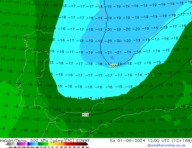 Z500/Rain (+SLP)/Z850 ECMWF Sa 01.06.2024 12 UTC