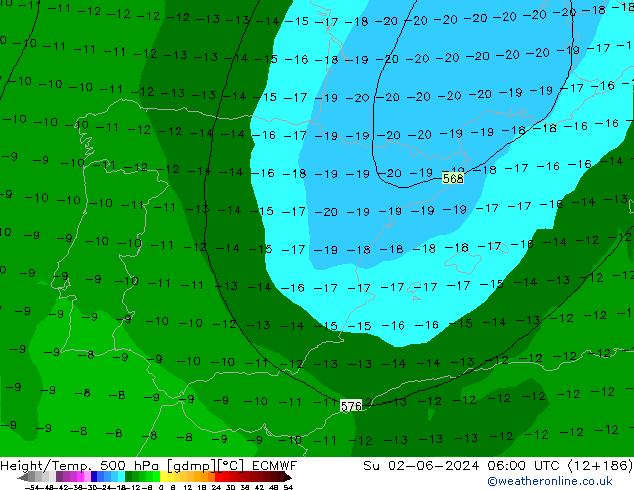 Z500/Rain (+SLP)/Z850 ECMWF Su 02.06.2024 06 UTC