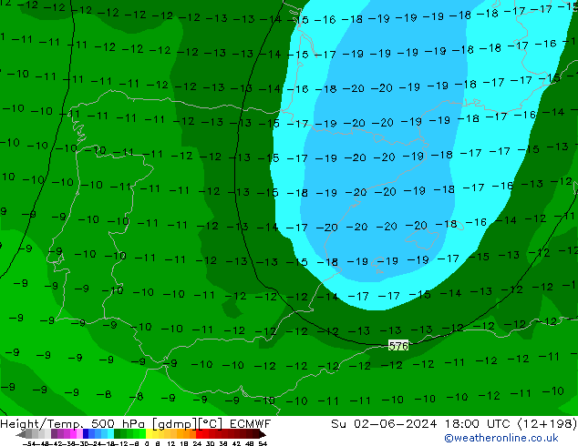 Z500/Rain (+SLP)/Z850 ECMWF Dom 02.06.2024 18 UTC