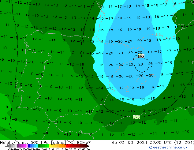 Z500/Rain (+SLP)/Z850 ECMWF Mo 03.06.2024 00 UTC