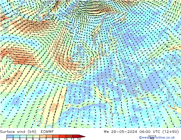 ве�Bе�@ 10 m (bft) ECMWF ср 29.05.2024 06 UTC