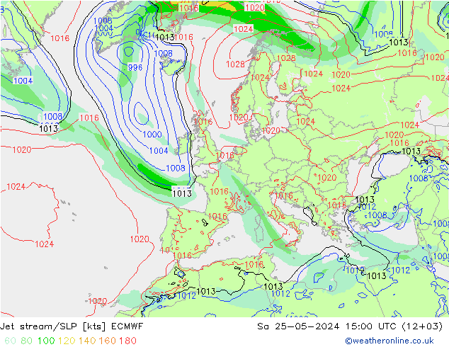 Jet stream ECMWF Sáb 25.05.2024 15 UTC