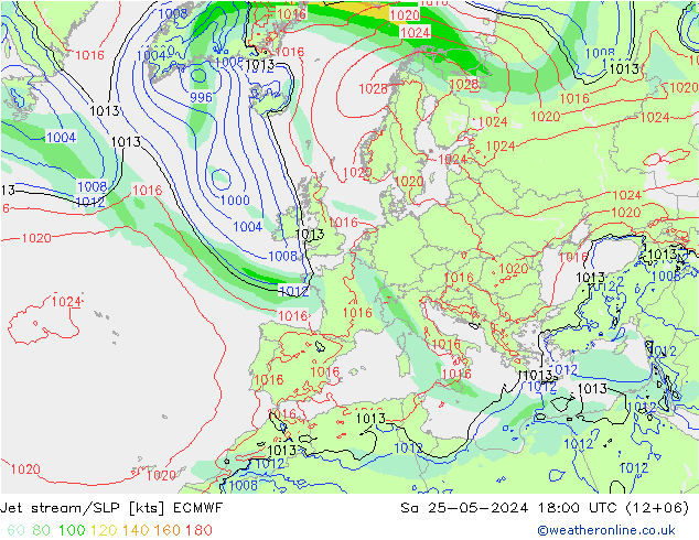 Polarjet/Bodendruck ECMWF Sa 25.05.2024 18 UTC